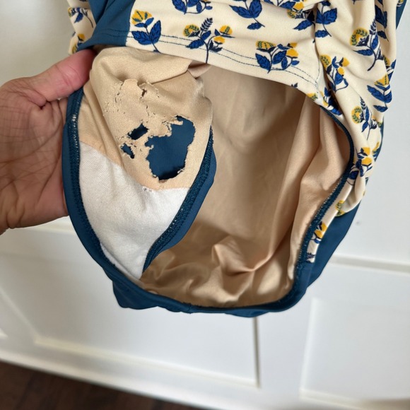 Matilda Jane Blue & Yellow Floral Ruched 'Bathing Beauty' One-Piece Swimsuit L - Picture 6 of 9